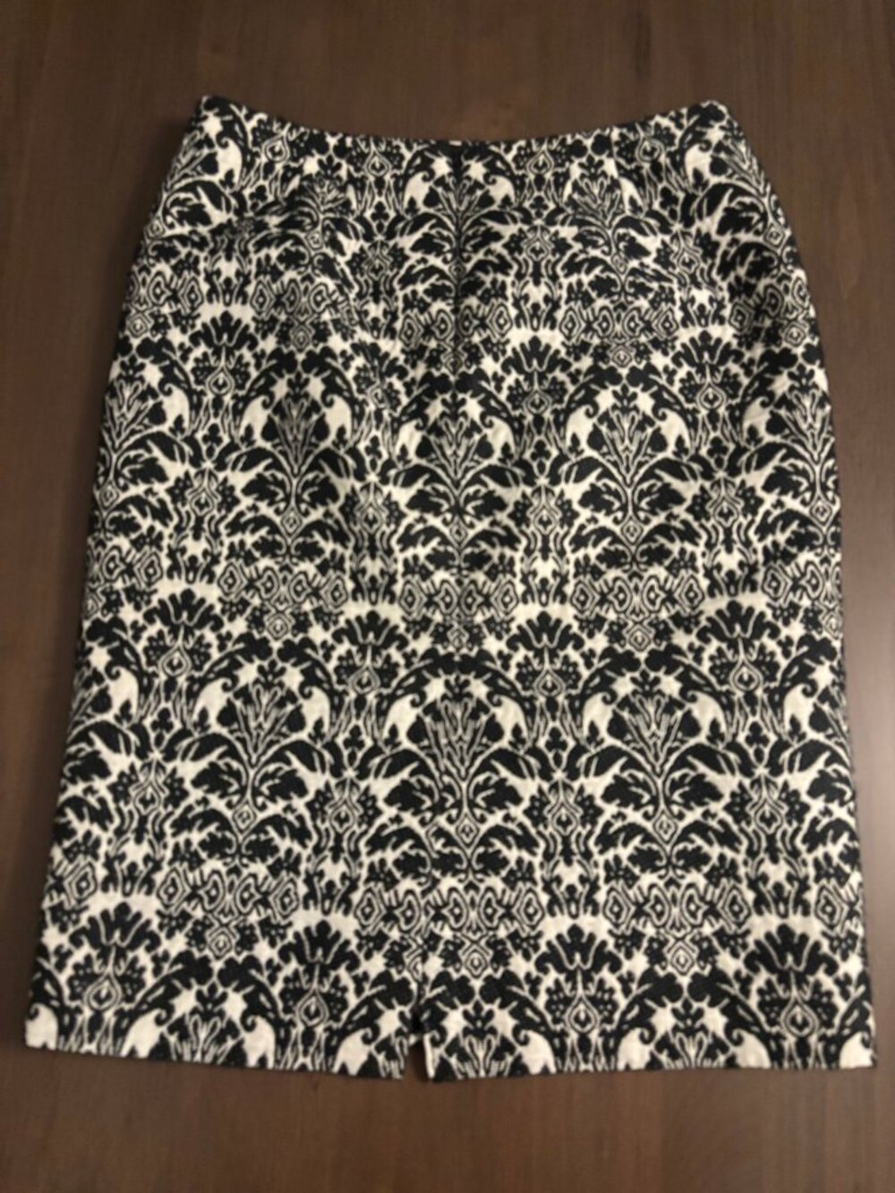 Talbots Black White Damask Jacquard Pencil Skirt Size 6